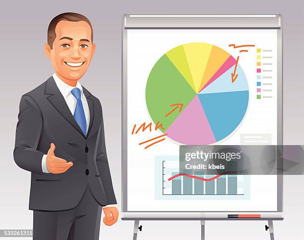 businessman giving presentation - flipchart stock illustrations