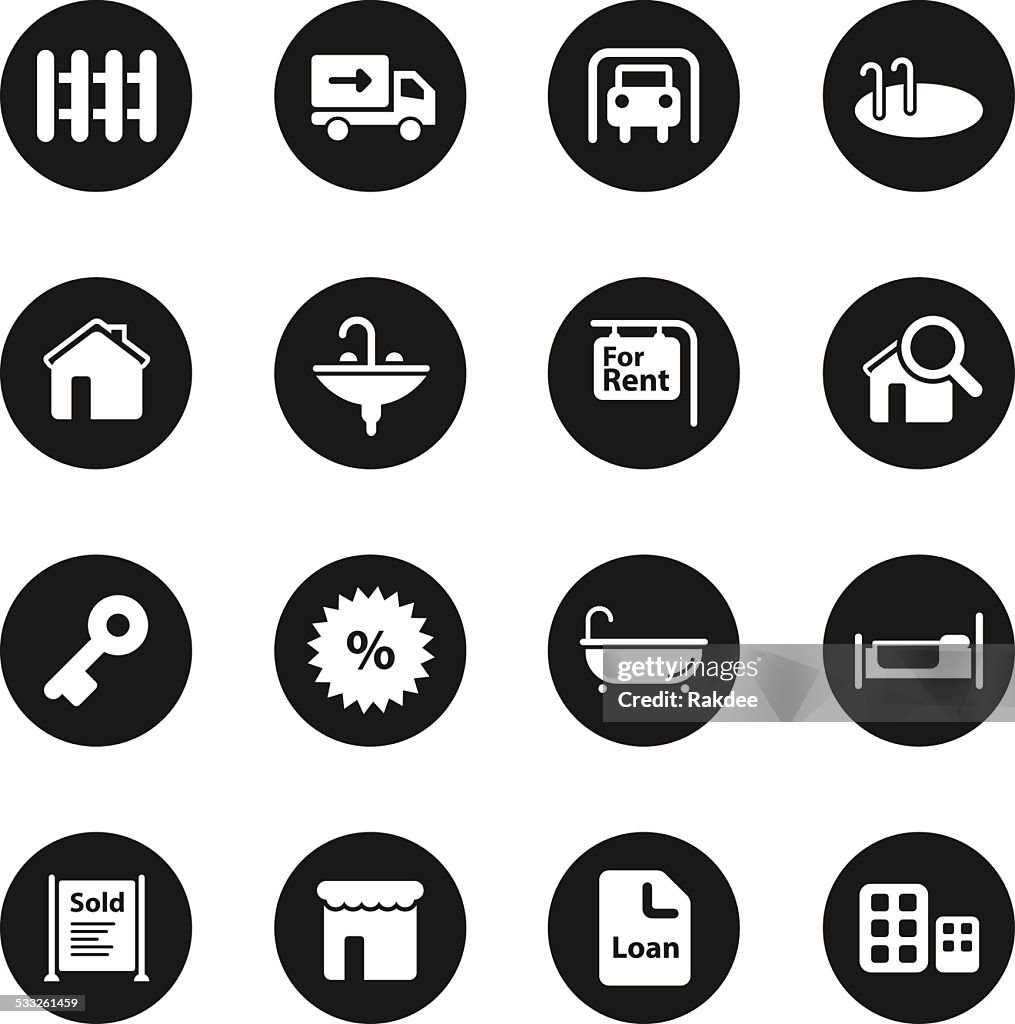 Real Estate Icons Set 1 - Black Circle Series