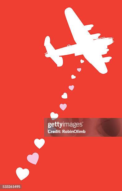 stockillustraties, clipart, cartoons en iconen met hearts bomber - bombardement