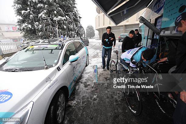 104th Milan - Sanremo 2013 Race neutralised due to heavy snow and cold weather conditions / Illustration Illustratie / Snow Neige Sneeuw / Team OPQS...