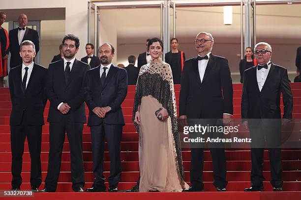 Producer Alexandre Mallet-Guy, director Asghar Farhadi, actor Shahab Hosseini, actress Taraneh Alidoosti, actor Babak Karimi and actor Farid...