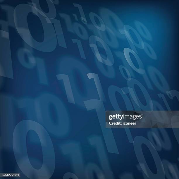 background dark blue with binary numbers one and zero - 3d illustration rendering of binary code pattern stock illustrations