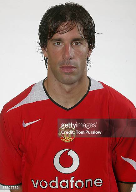 Ruud van Nistelrooy of Manchester United poses during the annual club photocall at Carrington Training Ground on 5 August 2005 in Manchester, England.
