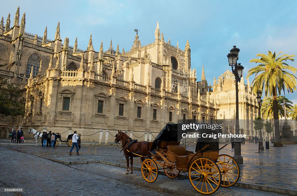 Horse and carriage outside Seville Cathedral