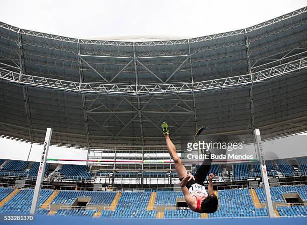 Toru Suzuki of Japan competes the Men's High Jump - T44 - Final during the Paralympics Athletics Grand Prix - Aquece Rio Test Event for the Rio 2016...