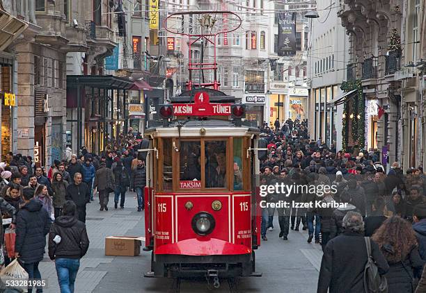 fashionable crowded istiklal street, beyoglu - istiklal avenue stock pictures, royalty-free photos & images