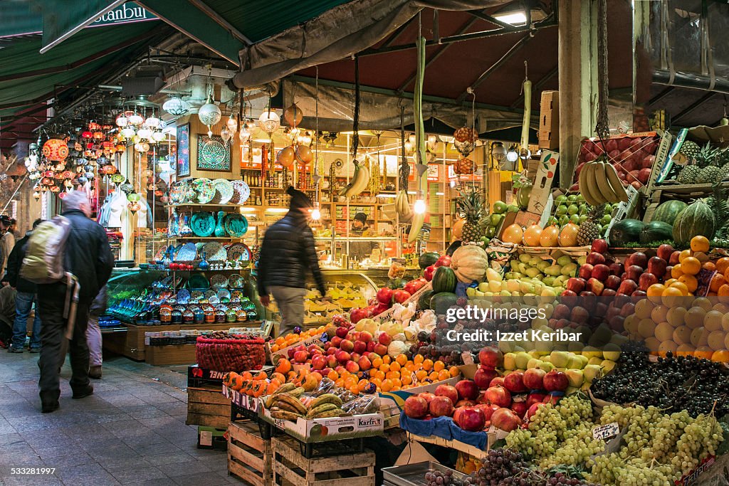 Fruit stalls at Istiklal street  flower market