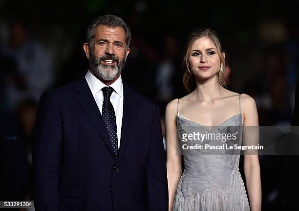 Actor Mel Gibson and actress Erin Moriarty attend the screening of "Blood Father" at the annual 69th Cannes Film Festival at Palais des Festivals on...