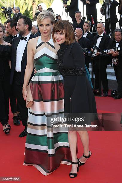 Melita Toscan du Plantier and Marie-Josee Croze attend a screening of "Elle" at the annual 69th Cannes Film Festival at Palais des Festivals on May...