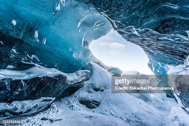 iceland,vatnajokull - crystal caves stock pictures, royalty-free photos & images