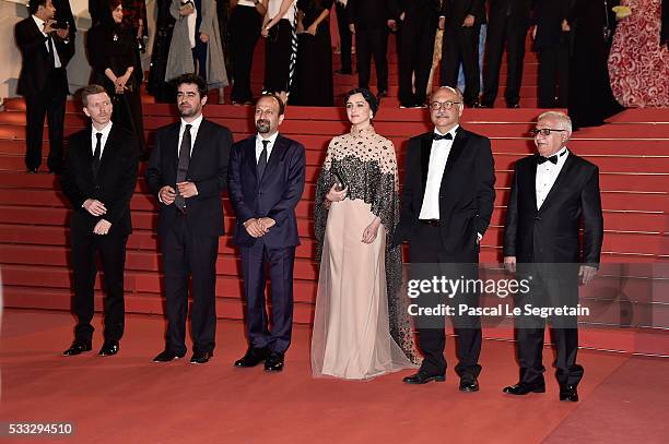 Producer Alexandre Mallet-Guy, director Asghar Farhadi, actor Shahab Hosseini, actress Taraneh Alidoosti, actor Babak Karimi and actor Farid...