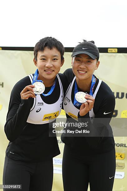 Silver medal winners Xinyi Xia and Chen Xue of China during day 5 of the 2016 AVP Cincinnati Open on May 21, 2016 at the Lindner Family Tennis Center...