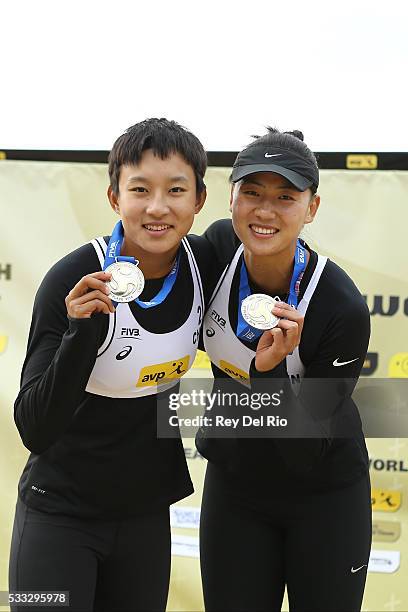 Silver medal winners Xinyi Xia and Chen Xue of China during day 5 of the 2016 AVP Cincinnati Open on May 21, 2016 at the Lindner Family Tennis Center...