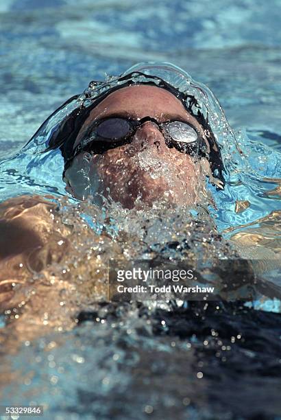 Alicia Aemisegger swims during preliminary heats of the 400 meter individual medley at the ConocoPhillips National Championship on August 5, 2005 at...