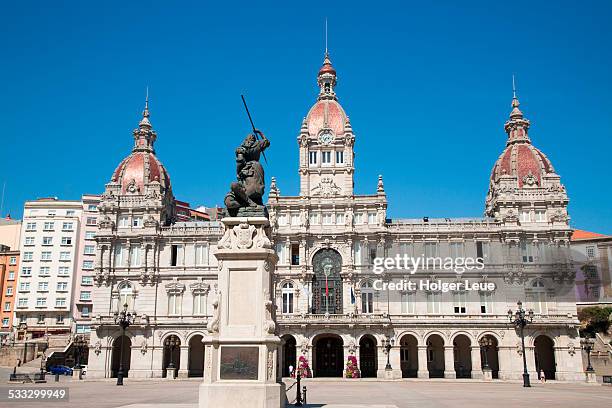 city hall in maria pita square - corunna stock pictures, royalty-free photos & images