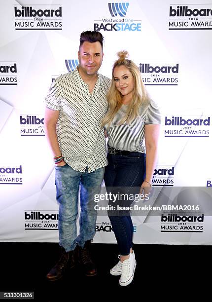 Frankie Moreno and Lacey Schwimmer attend #WWOBackstage presented by WestwoodOne during the 2016 Billboard Music Awards at T-Mobile Arena on May 21,...