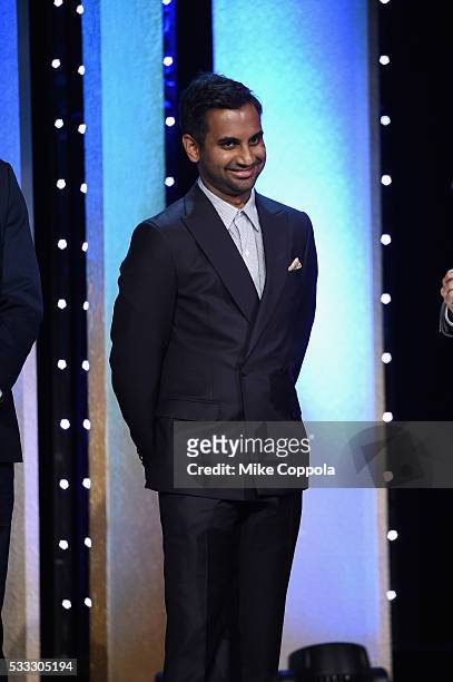 Comedian Aziz Ansari speaks onstage at The 75th Annual Peabody Awards Ceremony at Cipriani Wall Street on May 21, 2016 in New York City.