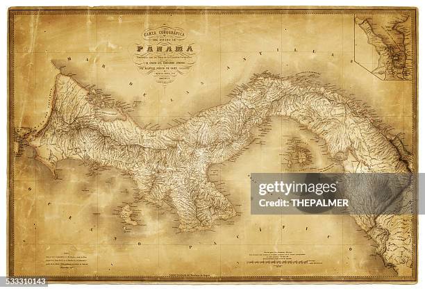 ilustrações, clipart, desenhos animados e ícones de mapa do panamá 1864 - panama