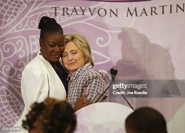 Democratic presidential candidate Hillary Clinton hugs Sybrina Fulton, mother of Trayvon Martin who was fatally shot by neighborhood watch volunteer...