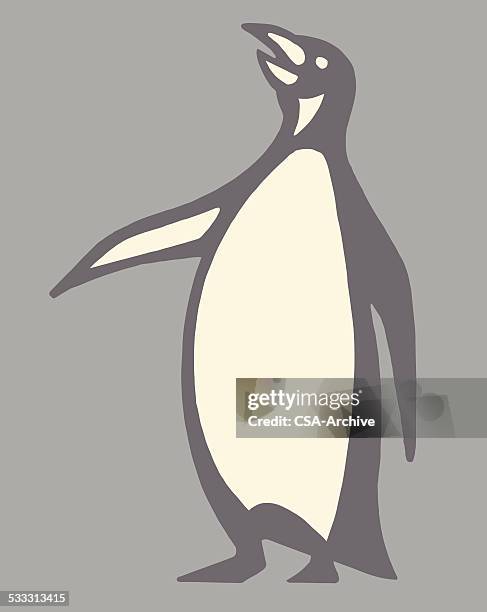 penguin gestikulieren - felsmalerei stock-grafiken, -clipart, -cartoons und -symbole