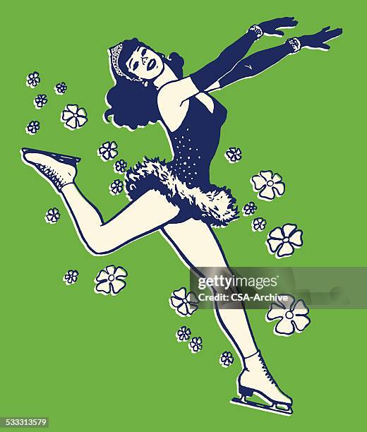 stockillustraties, clipart, cartoons en iconen met female ice dancer - grand prix of figure skating skate canada international