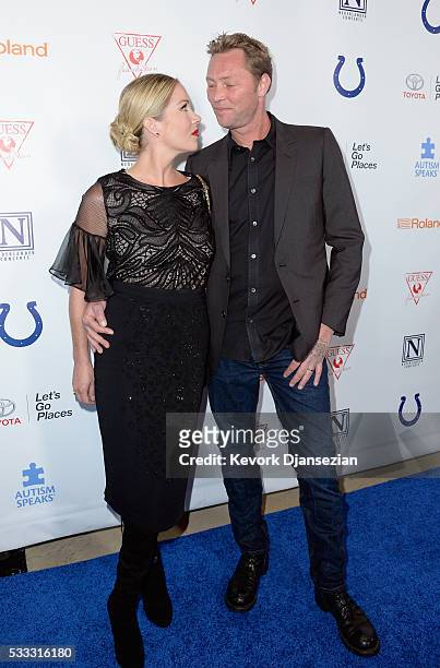 Actress Christina Applegate and musician Martyn LeNoble attend the 4th Annual Light Up The Blues at the Pantages Theatre on May 21, 2016 in...