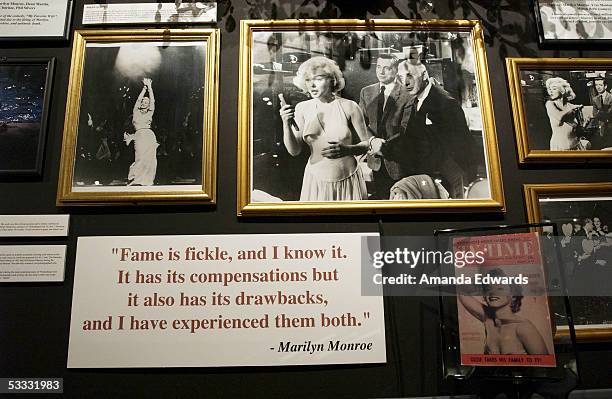 Vast collection of Marilyn Monroe memorabilia is displayed at the Hollywood Museum on August 5, 2005 in Hollywood, California. A group of Monroe's...