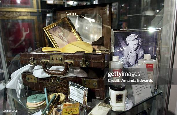 Vast collection of Marilyn Monroe memorabilia is displayed at the Hollywood Museum on August 5, 2005 in Hollywood, California. A group of Monroe's...