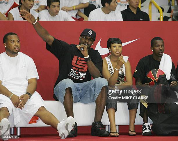 Basketball player Lebron James attends the Nike league final championship in Hong Kong, 06 August 2005. Lebron is currently touring Asia on a...