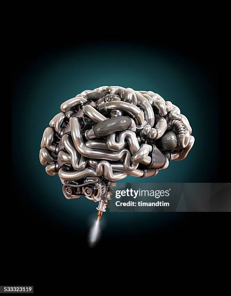 metal engine brain - brain thinking goal setting stock pictures, royalty-free photos & images
