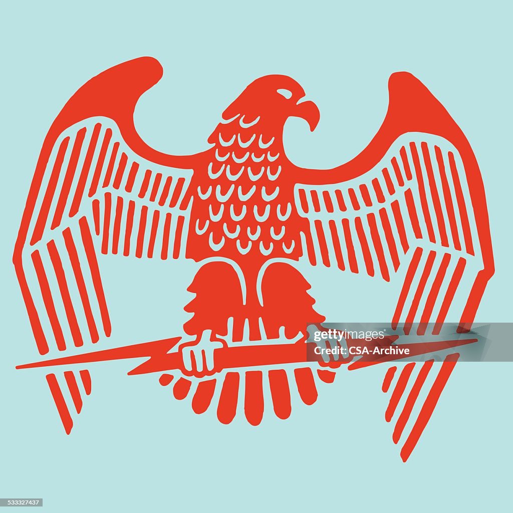 Eagle Clutching Lightning Bolt