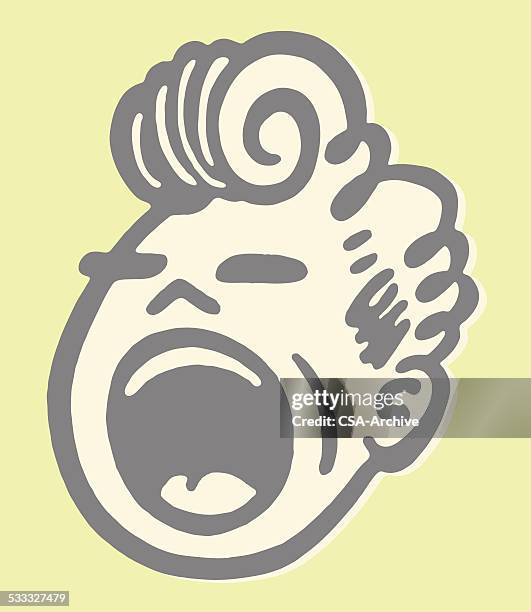 ilustrações de stock, clip art, desenhos animados e ícones de mulher yelling - yawning