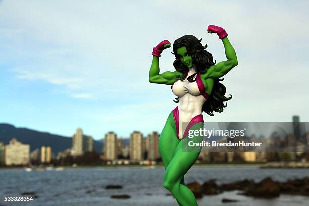 showing off on the shore - marvel fantastic four stock pictures, royalty-free photos & images