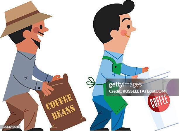 business on the go! - coffee producer stock illustrations