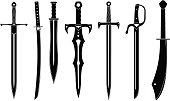 Icon set of ancient swords.