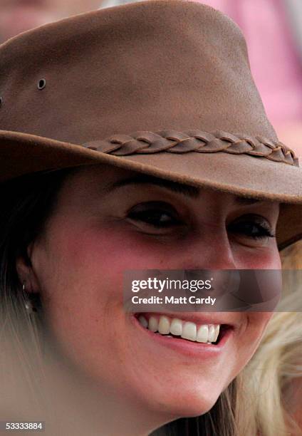 Kate Middleton, girlfriend of Prince William, watches the events in the main arena, on the second day of the Gatcombe Park Festival of British...