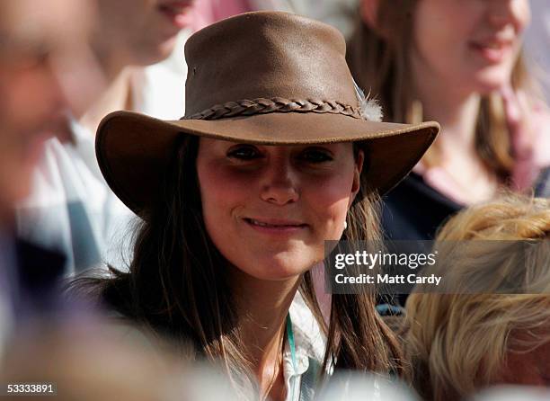 Kate Middleton, girlfriend of Prince William, watches the events in the main arena, on the second day of the Gatcombe Park Festival of British...