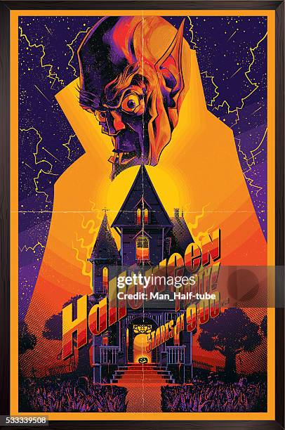 halloween poster - film poster stock illustrations