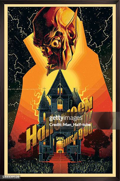 ilustrações, clipart, desenhos animados e ícones de cartaz de halloween - monstro