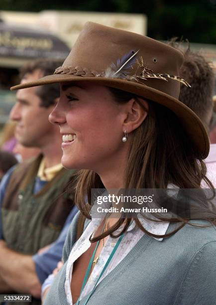 Kate Middleton, girlfriend of Prince William, attends the second day of the Gatcombe Park Festival of British Eventing at Gatcombe Park, on August 6,...