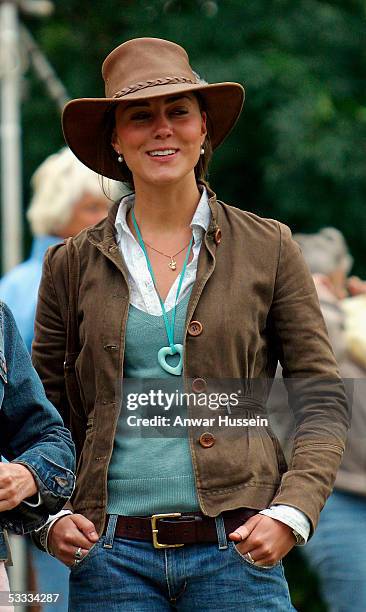 Kate Middleton, girlfriend of Prince William, attends the second day of the Gatcombe Park Festival of British Eventing at Gatcombe Park, on August 6,...