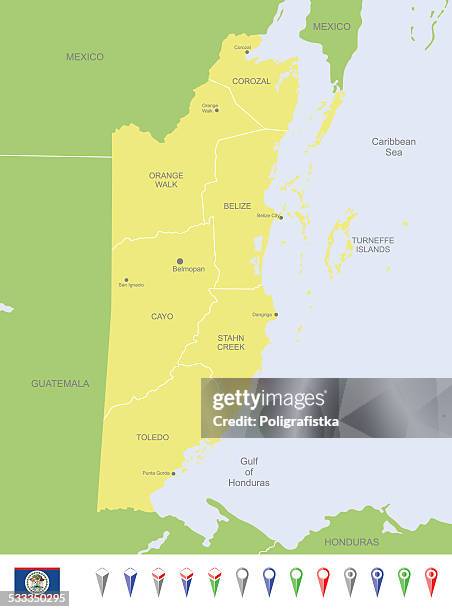 map of belize - belize flag stock illustrations