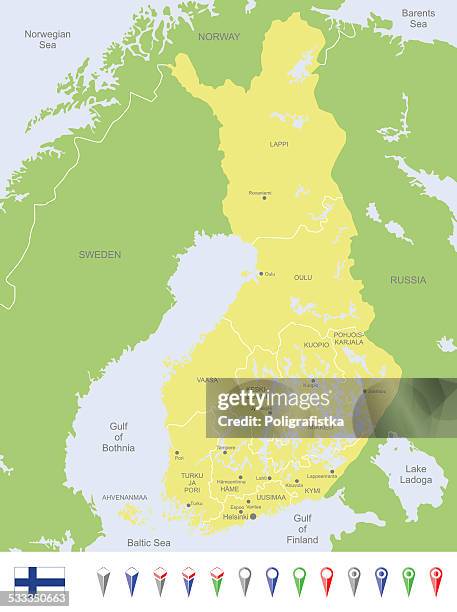 stockillustraties, clipart, cartoons en iconen met map of finland - helsinki