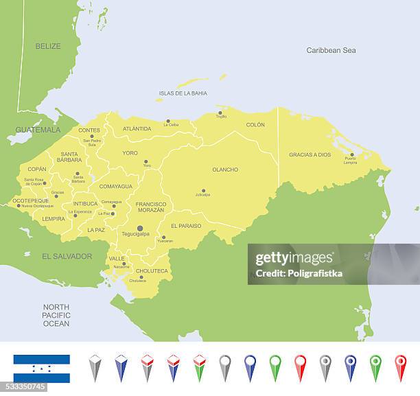 ilustraciones, imágenes clip art, dibujos animados e iconos de stock de mapa de honduras - honduras