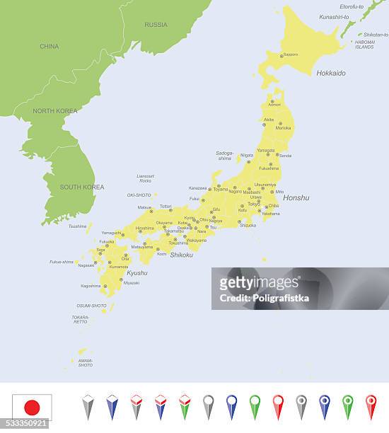 map of japan - capital cities stock illustrations