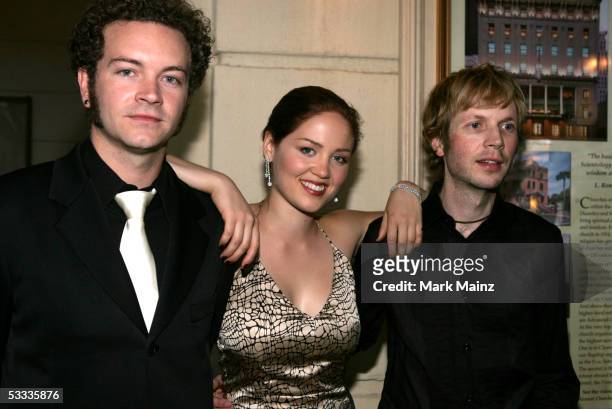 Actors Danny Masterson, Erika Christensen and musician Beck pose at the Church of Scientology Celebrity Centre 36th Anniversary Gala on August 6,...