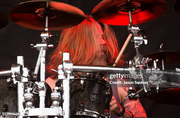 Musician Chris Adler of Lamb Of God performs at MAPFRE Stadium on May 21, 2016 in Columbus, Ohio.