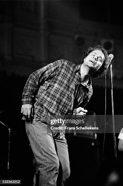 Gordon Downie, guitar and vocals, performs with the Tragically Hip at the Paradiso on February 5th 1993 in Amsterdam, the Netherlands.