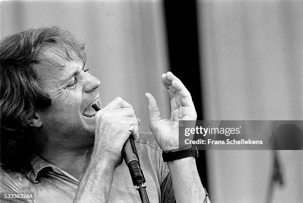 Gordon Downie, vocal, performs with the Tragically Hip during pinkpop festival on June 28th 1992 at Landgraaf, the Netherlands.