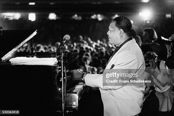 View from the stage looking at the audience as McCoy Tyner, piano, performs on July 13th 1996 at the North Sea Jazz Festival in the Hague, the...